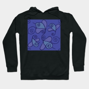 Indigo Blue Flowerbird - 4 color Hoodie